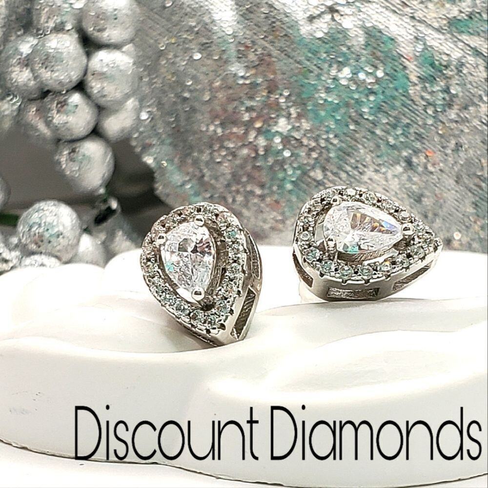 Clear White Radiant Cut Halo Moissanite Stud White Baguette Diamonds 925 Silver